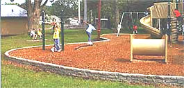 stone themed borders on playground